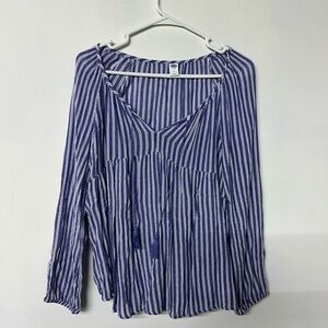 Flowy blue and white stripped long sleeve.